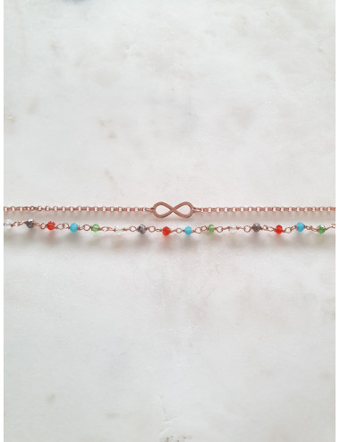 PULSEIRA INFINITO DUPLA PRATA ROSE GOLD