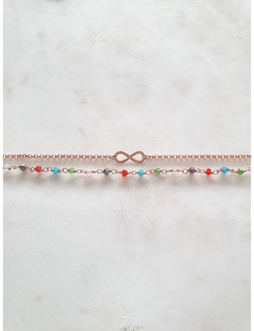 PULSEIRA INFINITO DUPLA PRATA ROSE GOLD