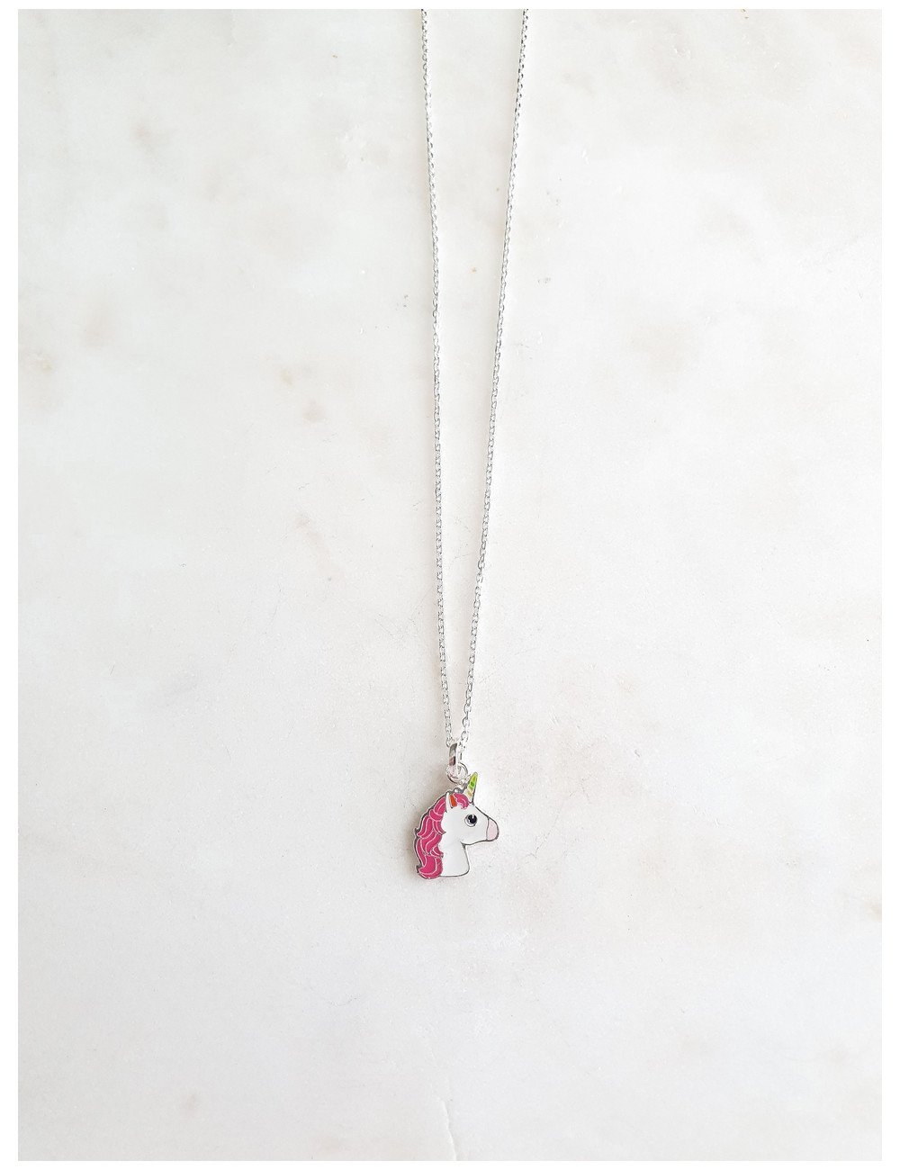 COLAR JUNIOR UNICÓRNIO ESMALTE PRATA
