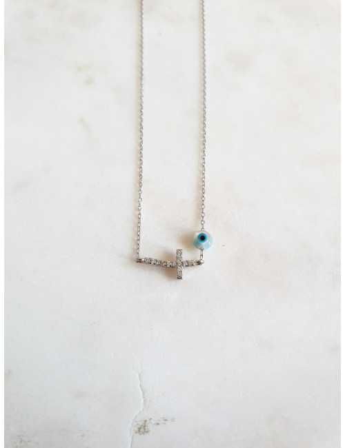 COLAR CRUZ CRAVADA PRATA