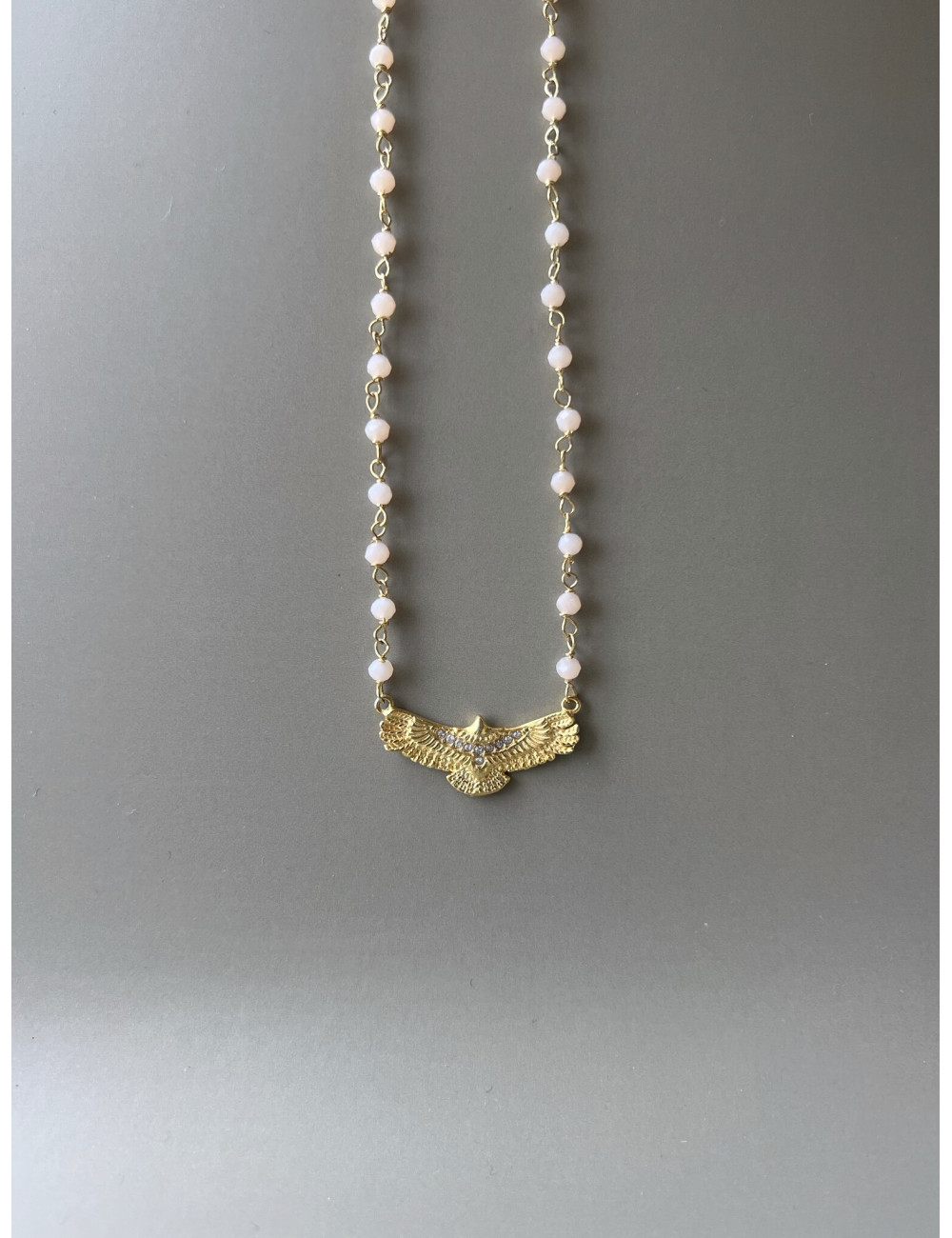 Colar Espirito Santo II Rosa Prata Dourada