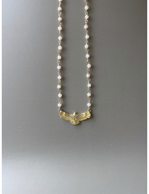 Colar Espirito Santo II Rosa Prata Dourada