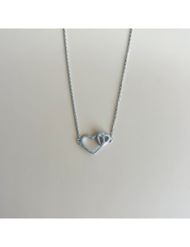 Colar Coração Duplo Prata