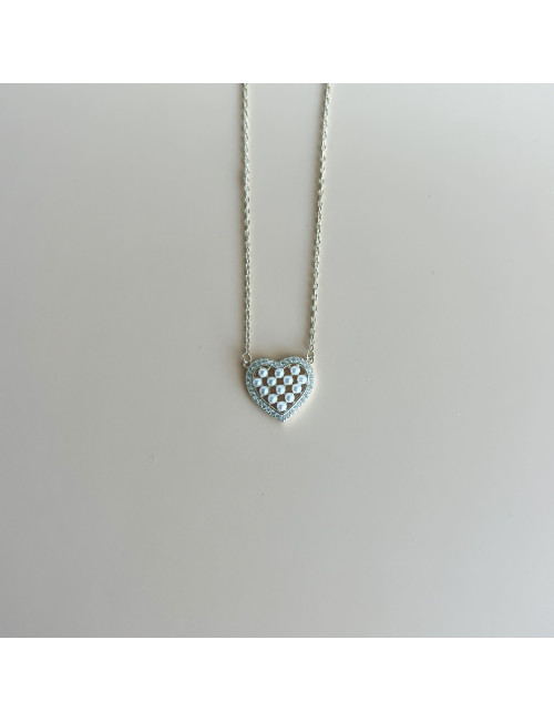 Colar Coração Perolas Prata Dourada