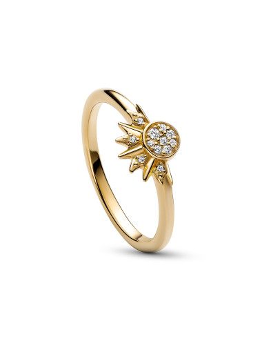Anel Pandora Celestial Sun Prata e Ouro 14kl