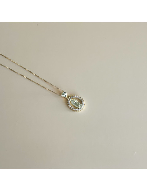 Colar Milagrosa Rosa Prata Dourada