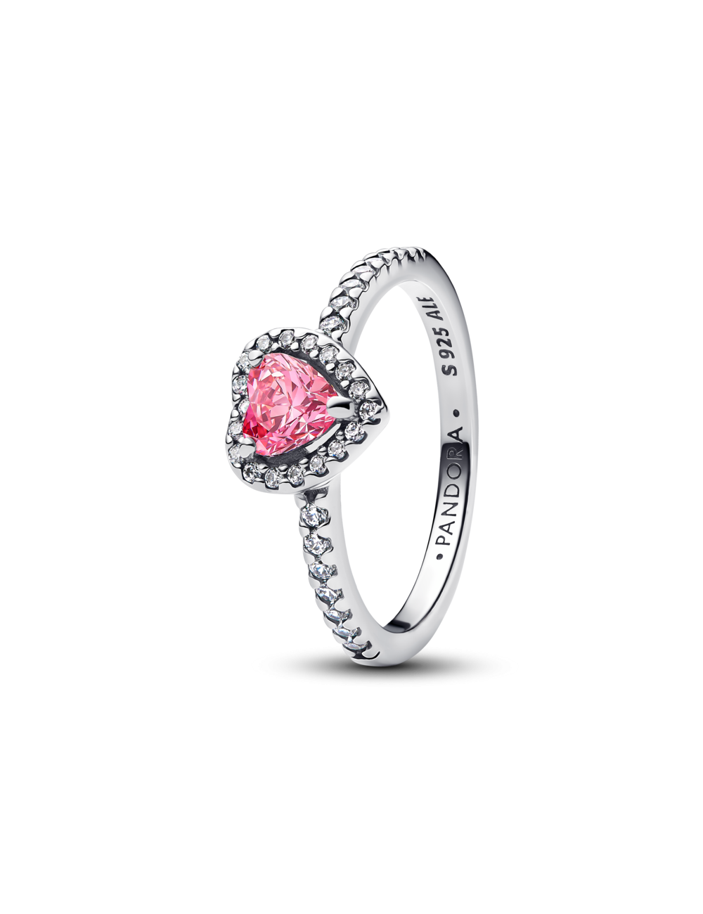 Anel Elevated Pink Heart Pandora