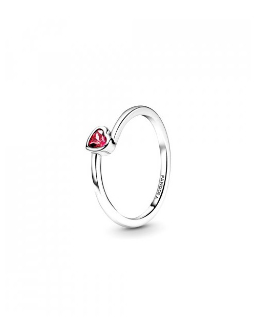 Anel Red Tilted Heart Solitaire Pandora