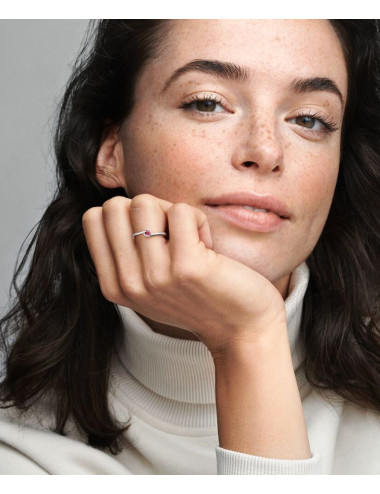 ANEL RED TILTED HEART SOLITAIRE PANDORA