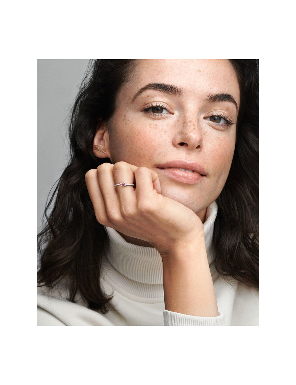 ANEL RED TILTED HEART SOLITAIRE PANDORA