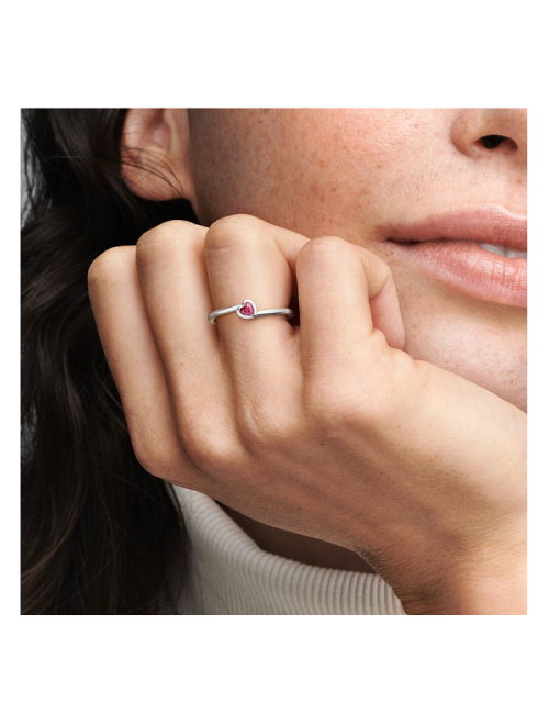 ANEL RED TILTED HEART SOLITAIRE PANDORA