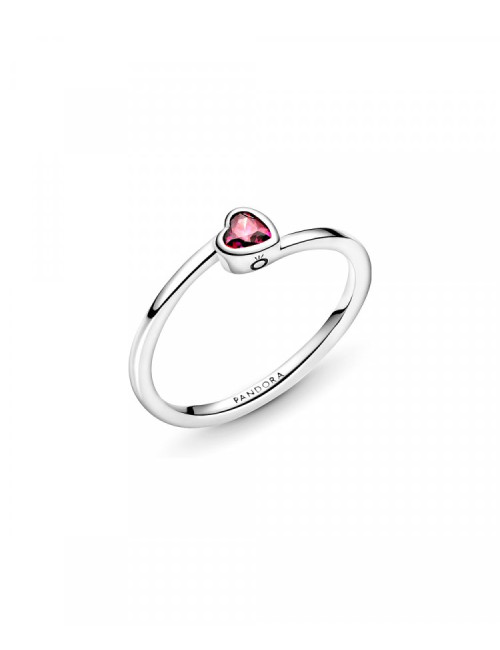 ANEL RED TILTED HEART SOLITAIRE PANDORA